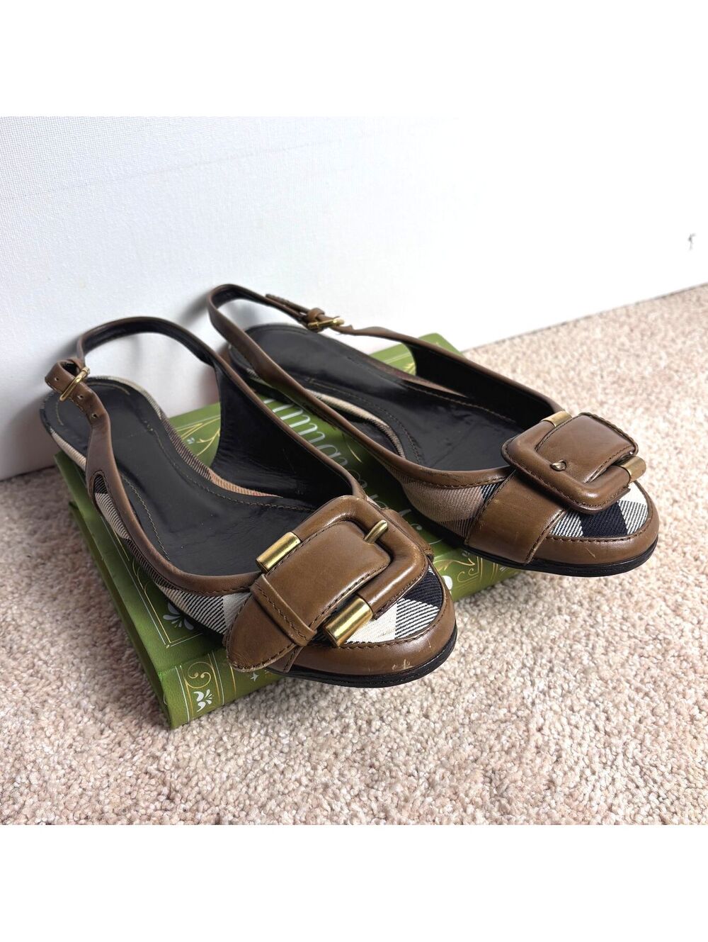 Burberry 35.5 Sling Back Flats